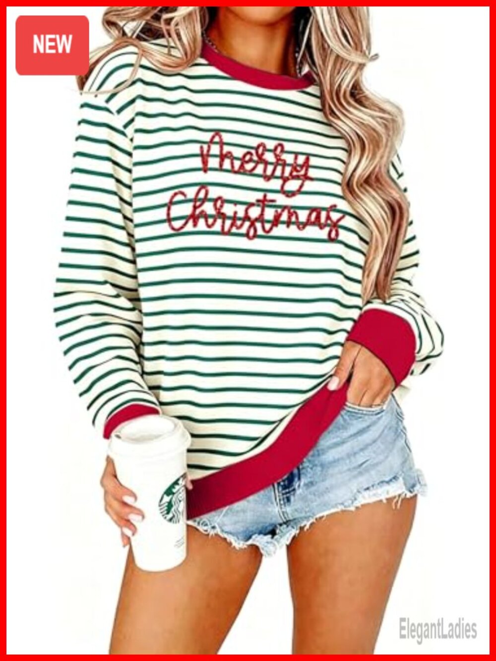 Women's Sequin Christmas Crewneck Sweatshirt, Long Sleeve, Festive Tops